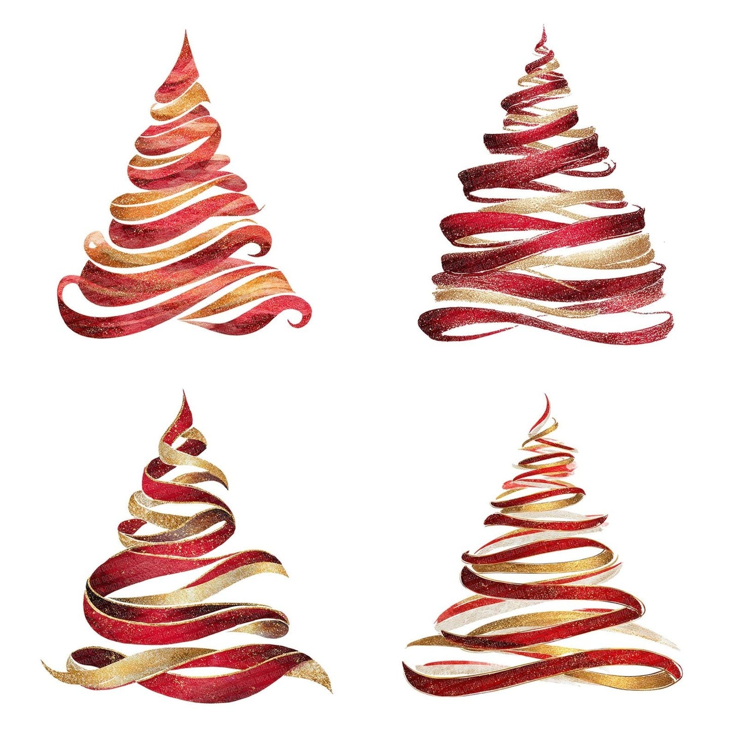 Abstract Ribbon Christmas Tree Clipart Set (DDD004541)
