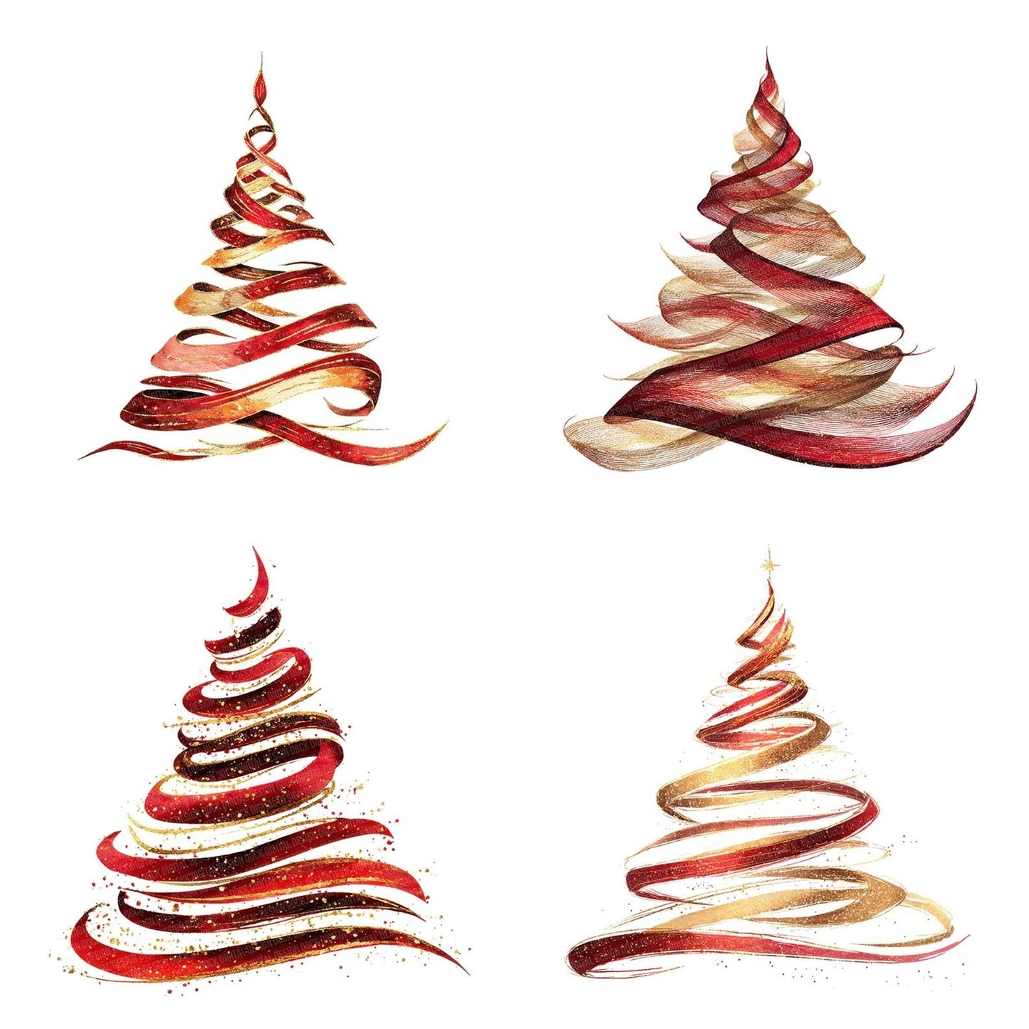 Abstract Ribbon Christmas Tree Clipart Set (DDD004541)