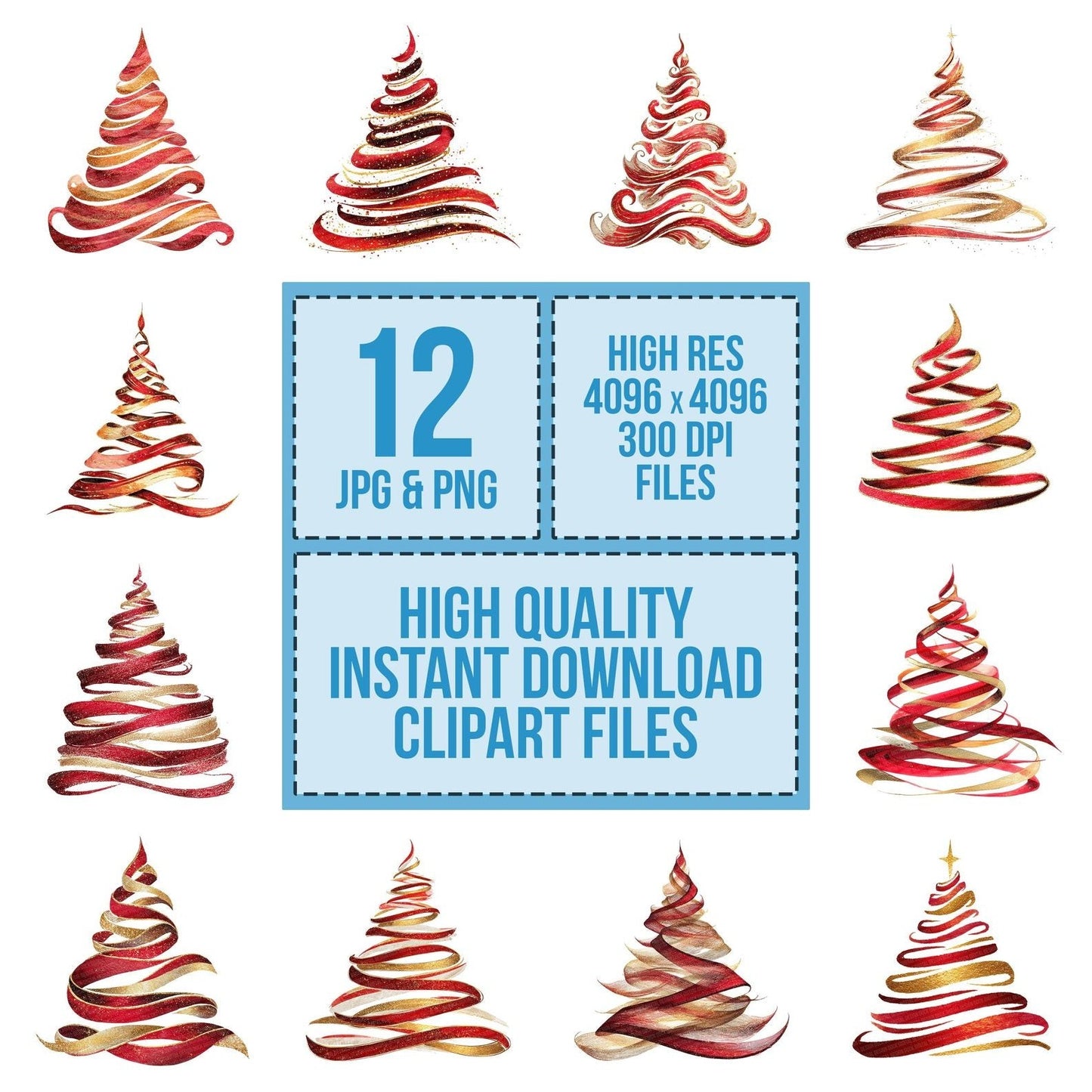 Abstract Ribbon Christmas Tree Clipart Set (DDD004541)