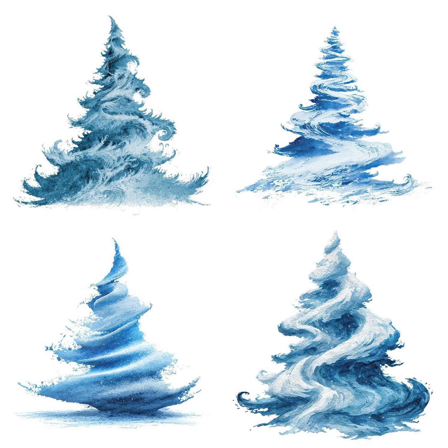 Abstract Snow Swirl Christmas Tree Clipart Set (DDD004543)