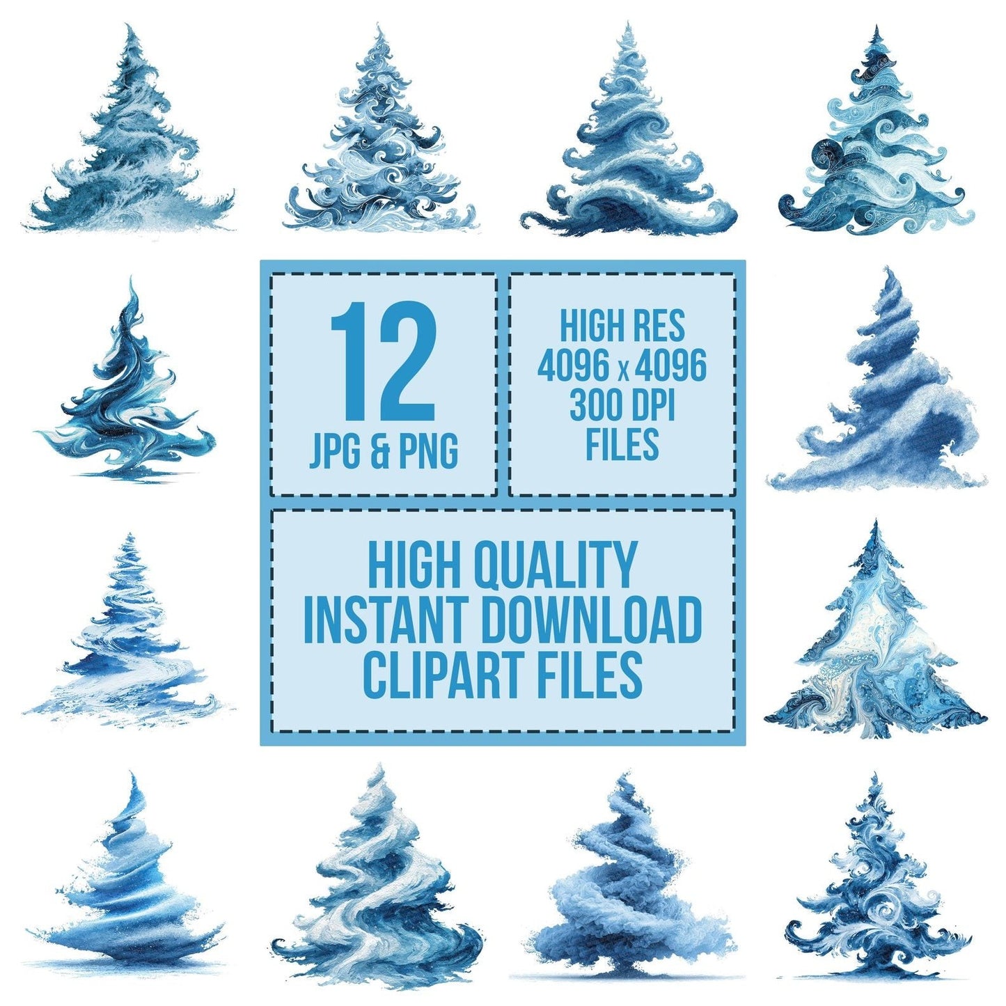 Abstract Snow Swirl Christmas Tree Clipart Set (DDD004543)