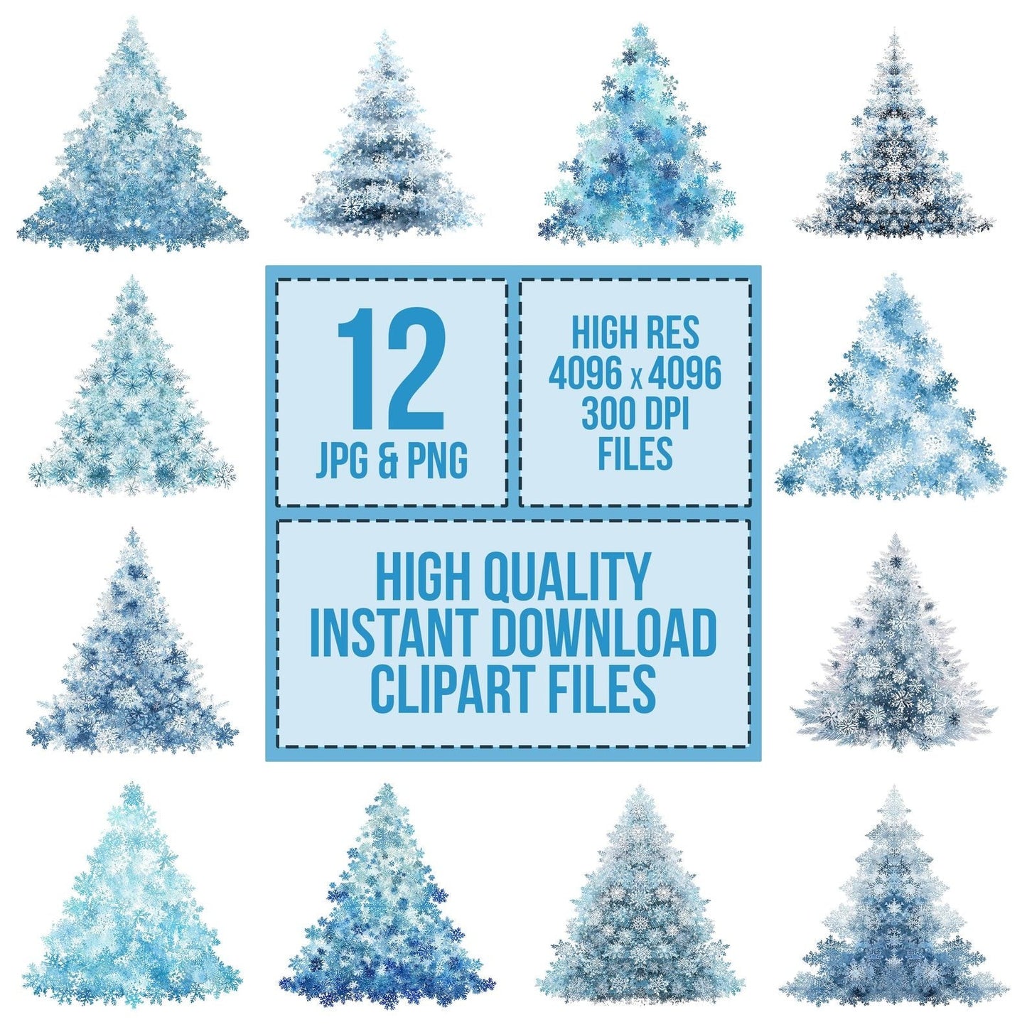 Abstract Snowflake Christmas Tree Clipart Set (DDD004544)