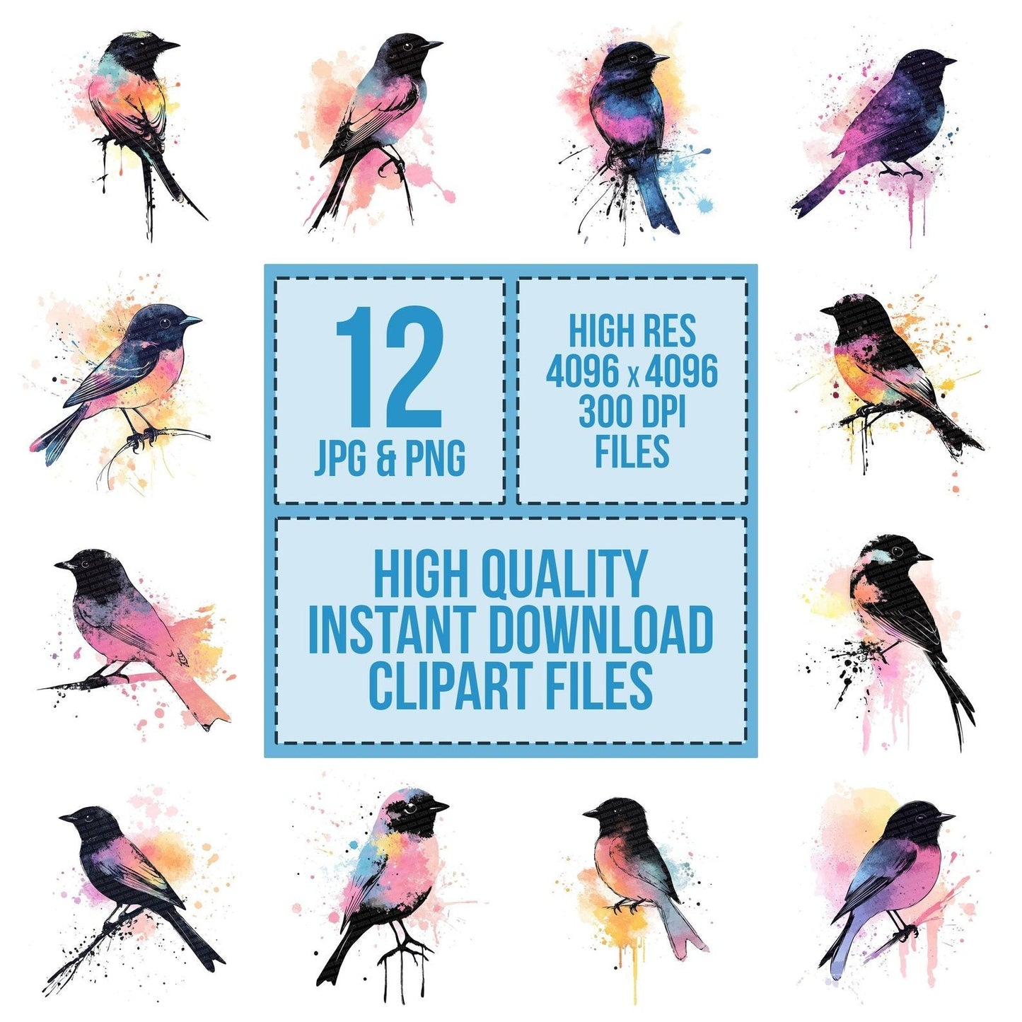 Abstract Songbird Silhouette Clipart Set (DDD004545)