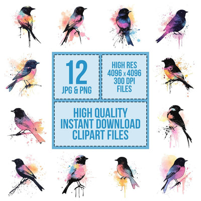 Abstract Songbird Silhouette Clipart Set (DDD004545)