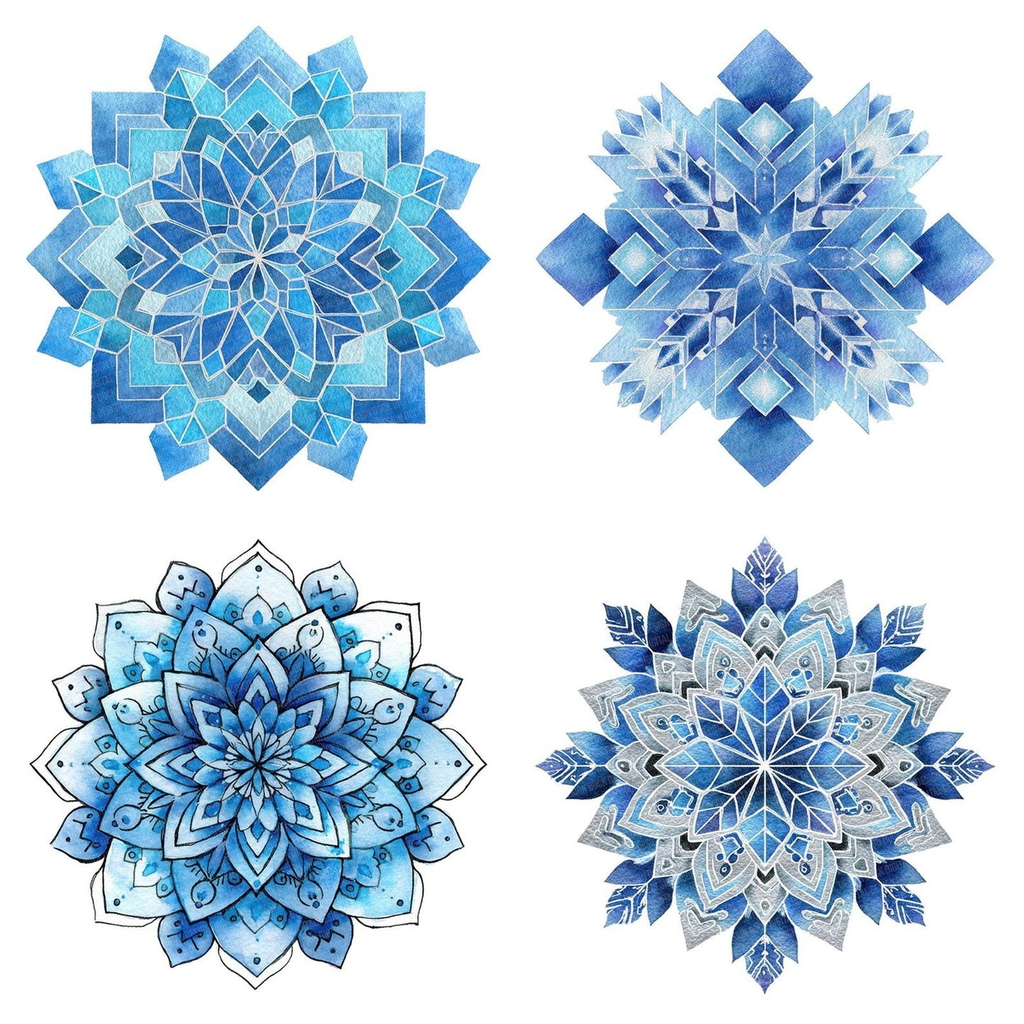 Abstract Watercolour Snowflake Clipart Set (DDD004551)