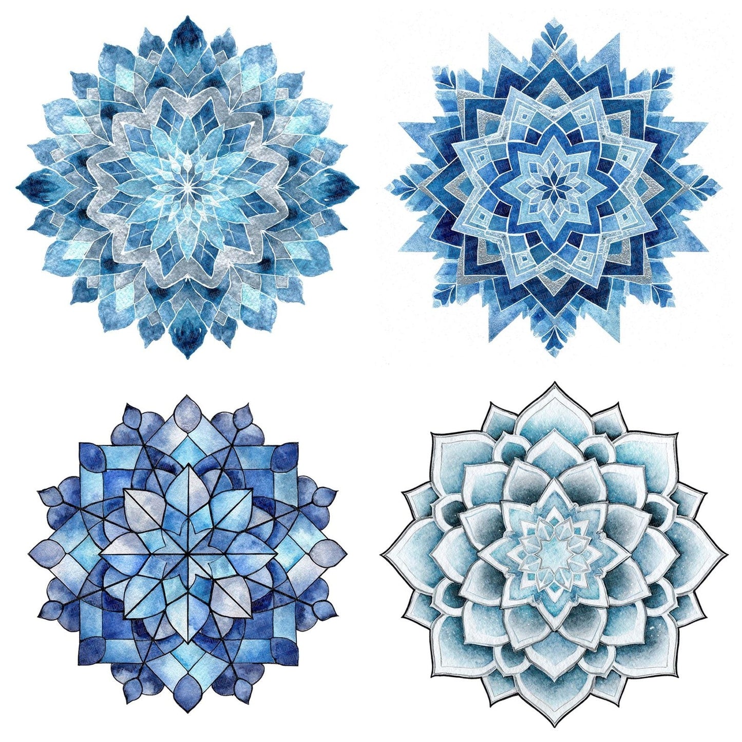 Abstract Watercolour Snowflake Clipart Set (DDD004551)