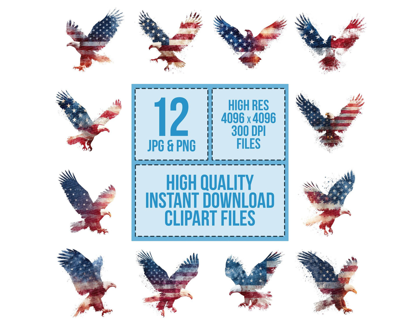 American Eagle Flag Design Clipart Set (DDD004570)