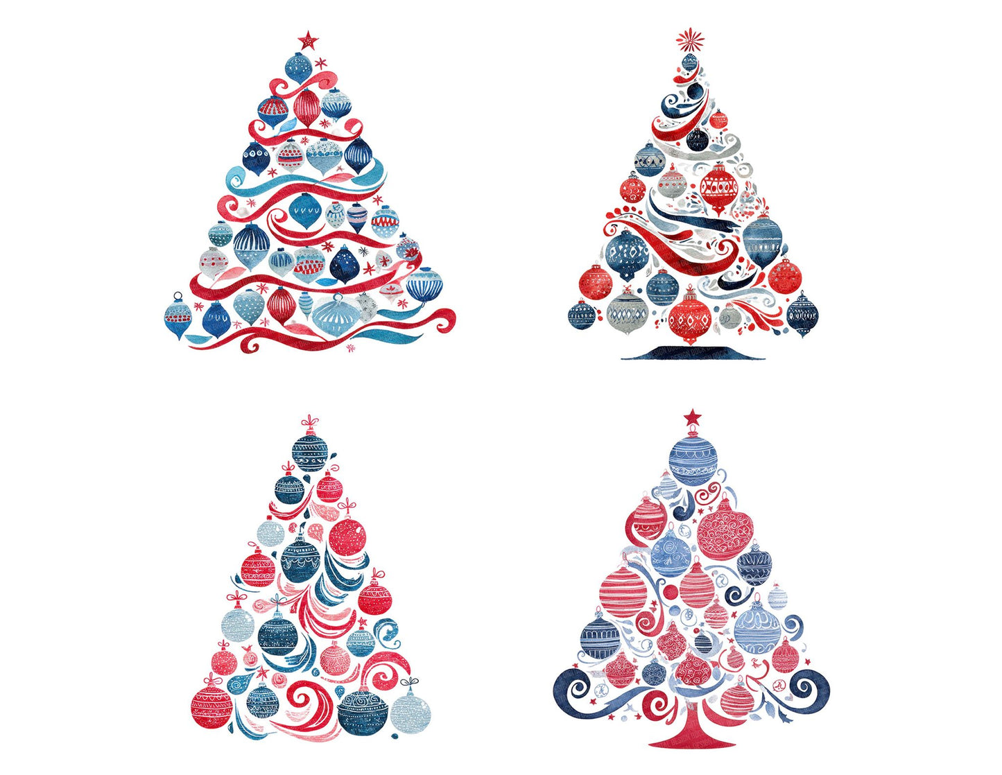 Americana Christmas Tree Clipart Set (DDD004573)