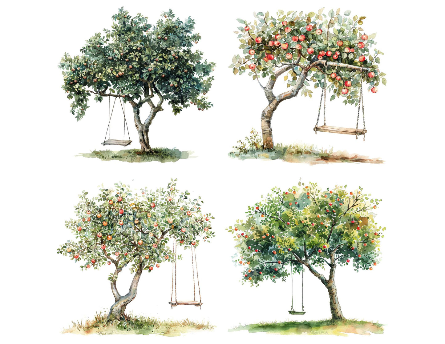 Apple Tree Swing Clipart Set (DDD004615)