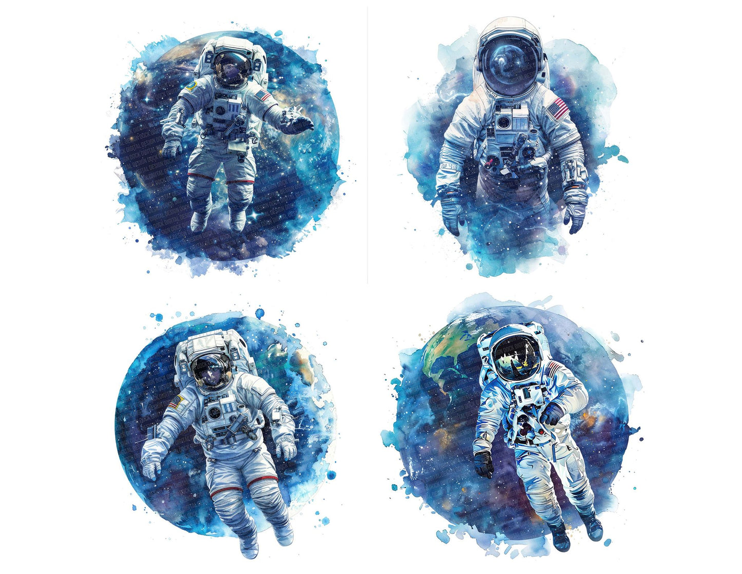 Astronaut Floating in Space Clipart Set (DDD004625)