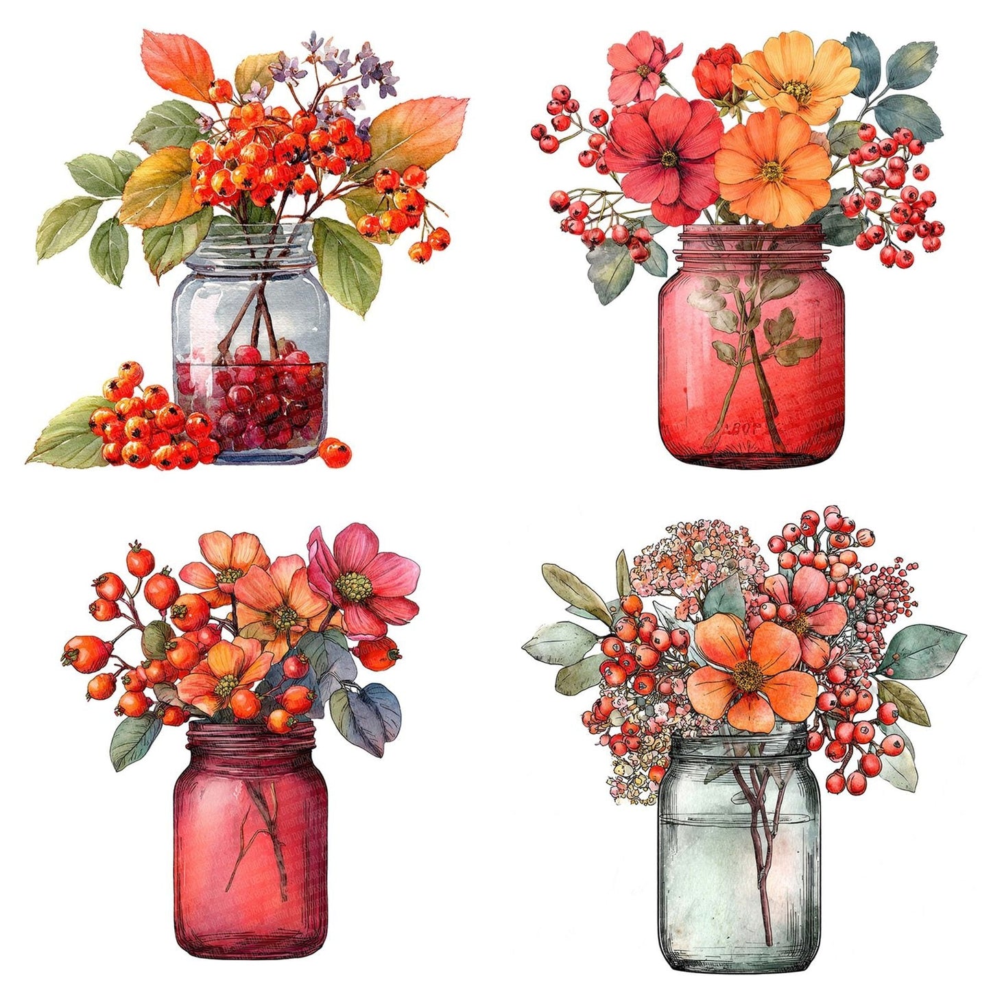 Autumn Berries Jar Clipart Set (DDD004627)