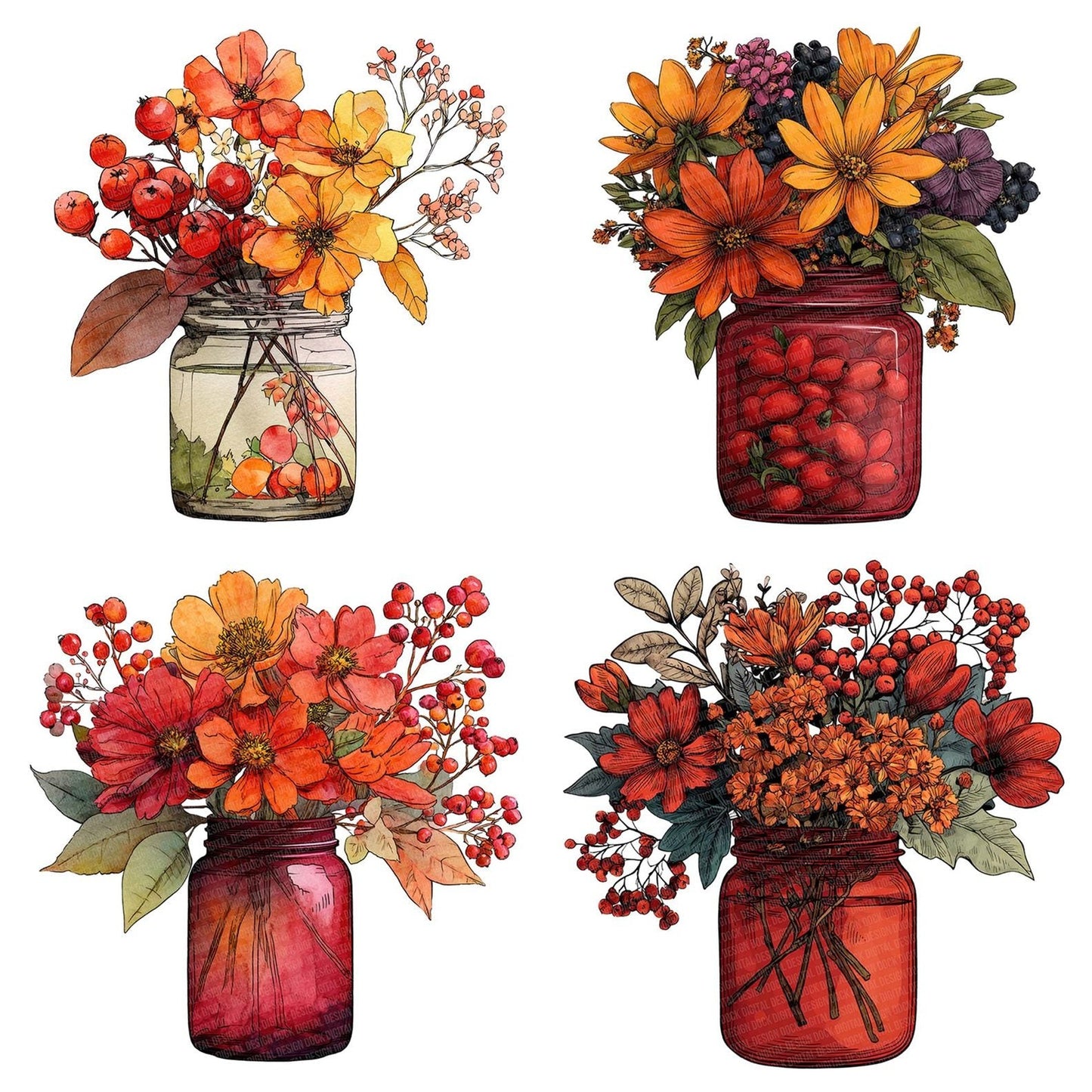 Autumn Berries Jar Clipart Set (DDD004627)