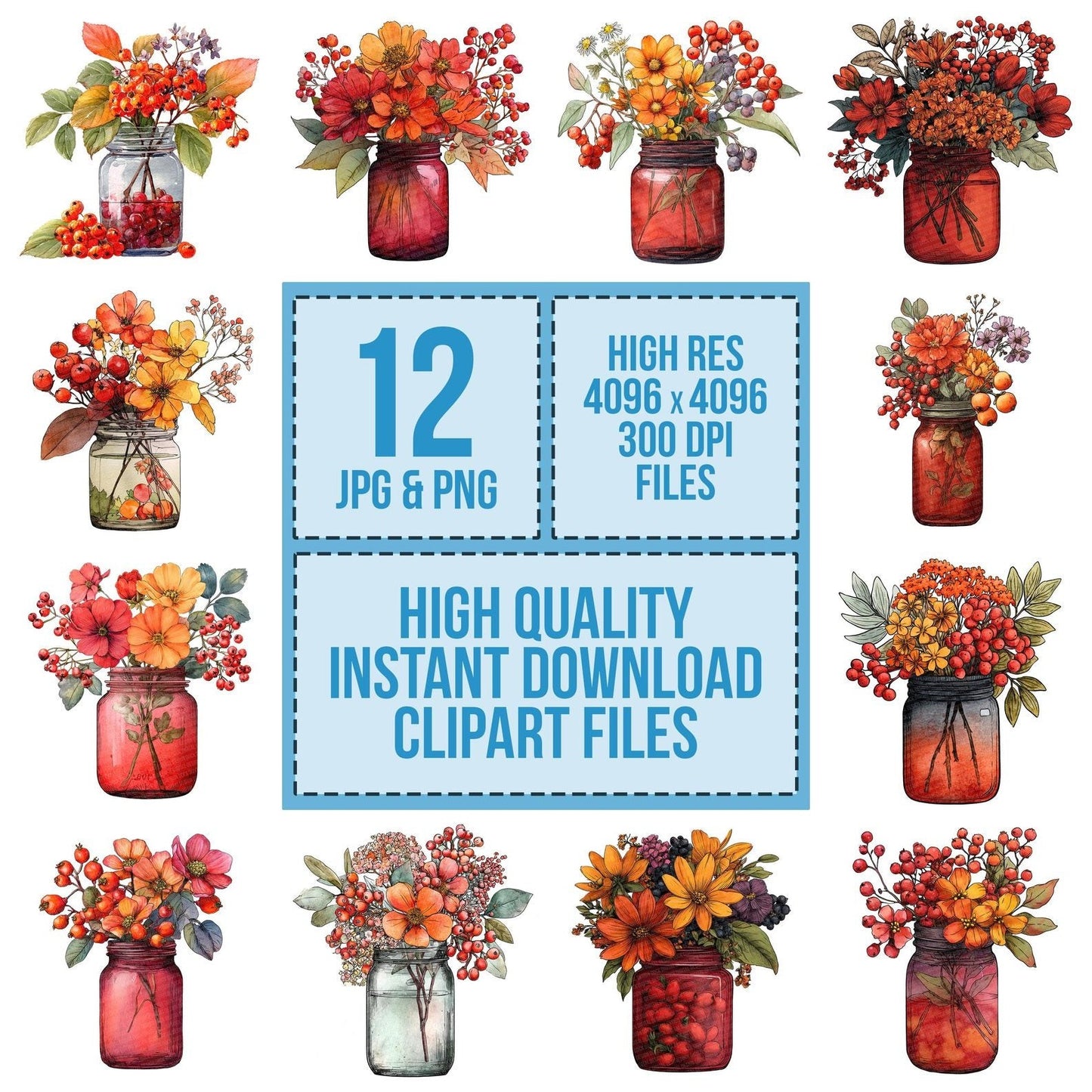 Autumn Berries Jar Clipart Set (DDD004627)