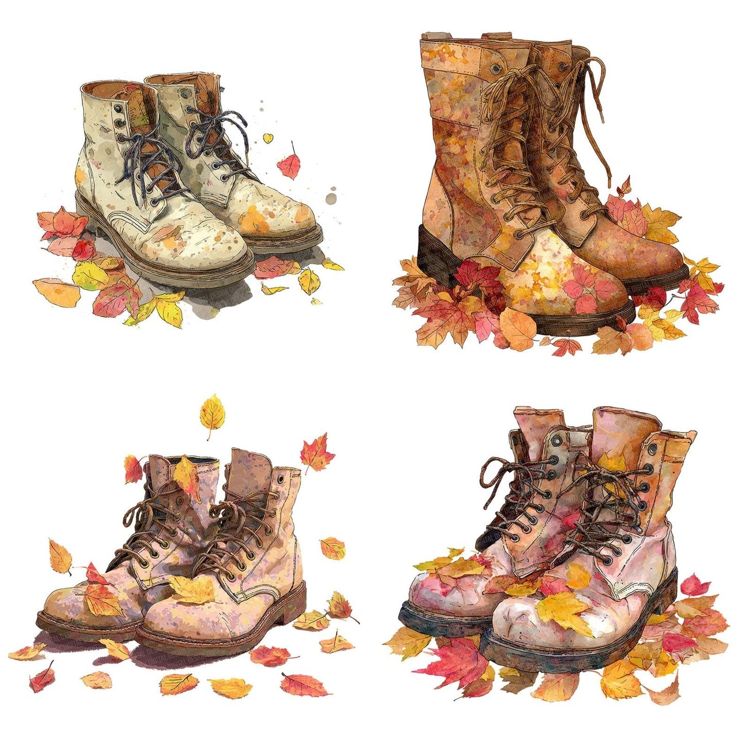 Autumn Boots Leaves Clipart Set (DDD004629)