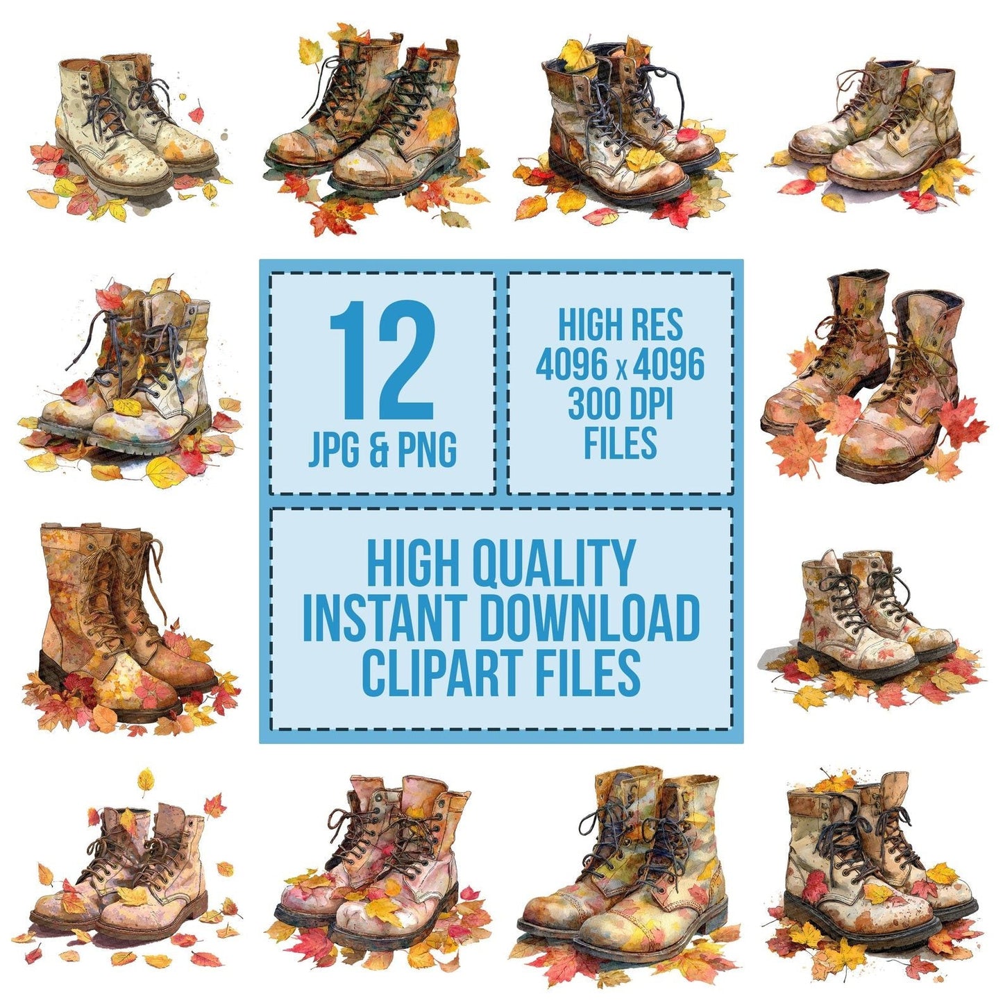 Autumn Boots Leaves Clipart Set (DDD004629)