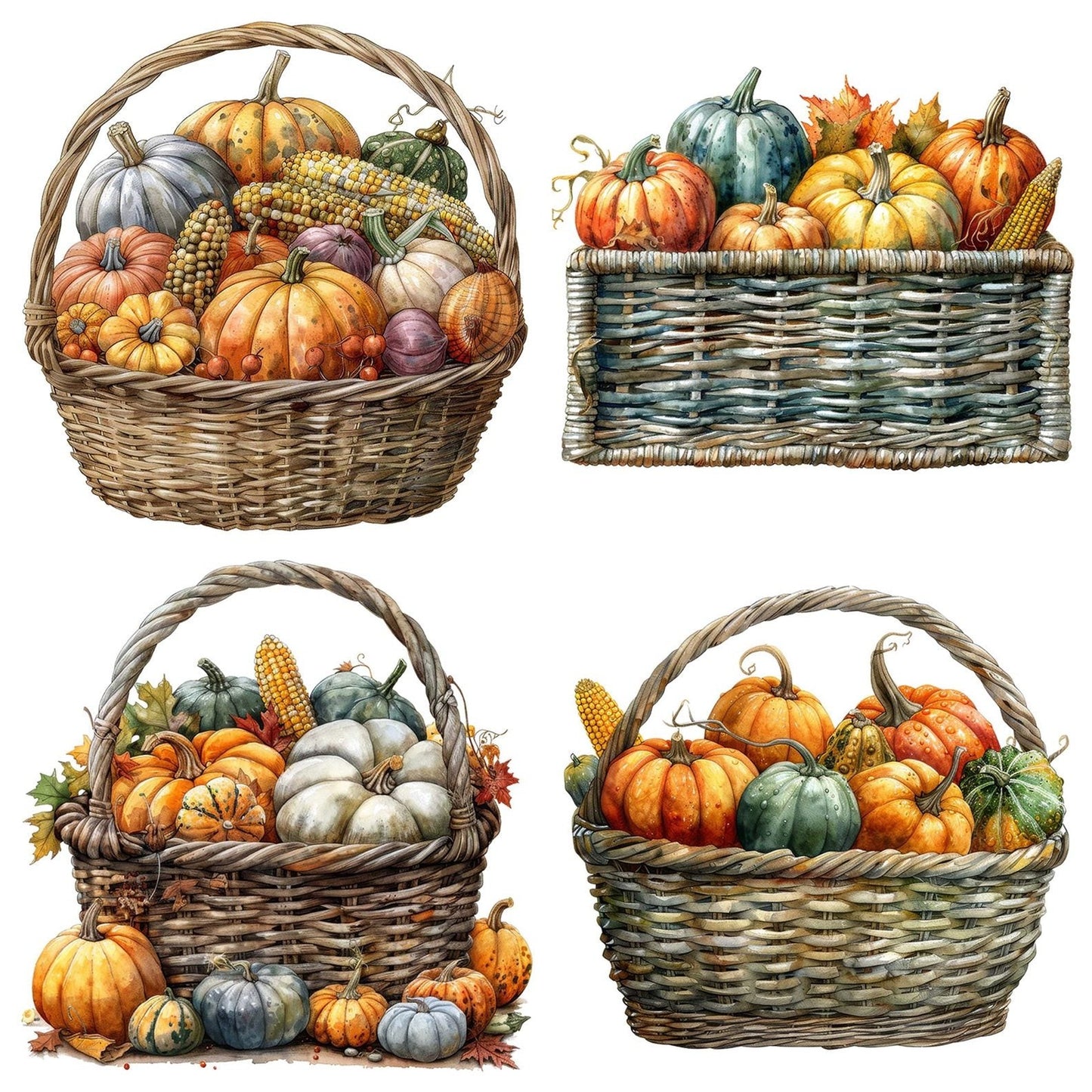 Autumn Harvest Veg Basket Clipart Set (DDD004631)
