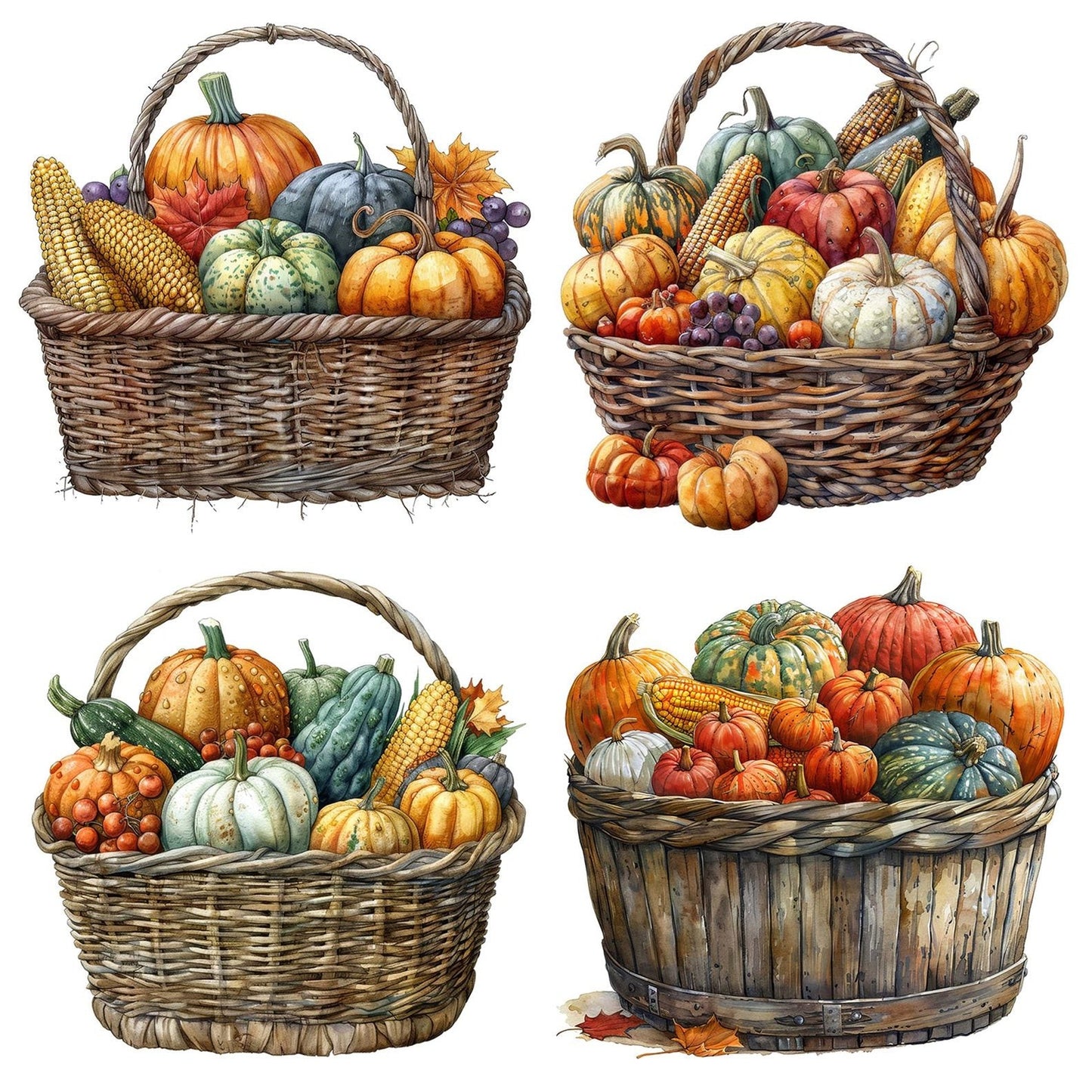 Autumn Harvest Veg Basket Clipart Set (DDD004631)