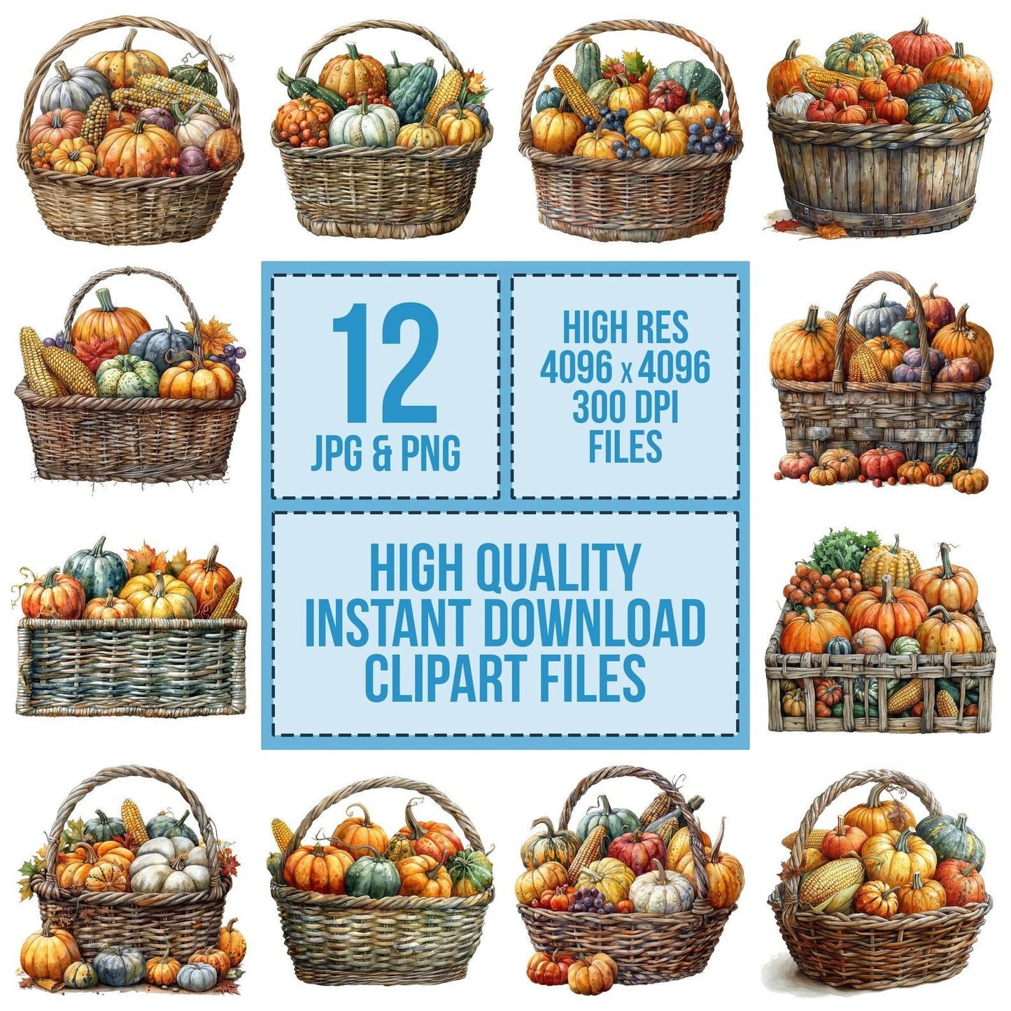 Autumn Harvest Veg Basket Clipart Set (DDD004631)