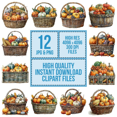 Autumn Harvest Veg Basket Clipart Set (DDD004631)