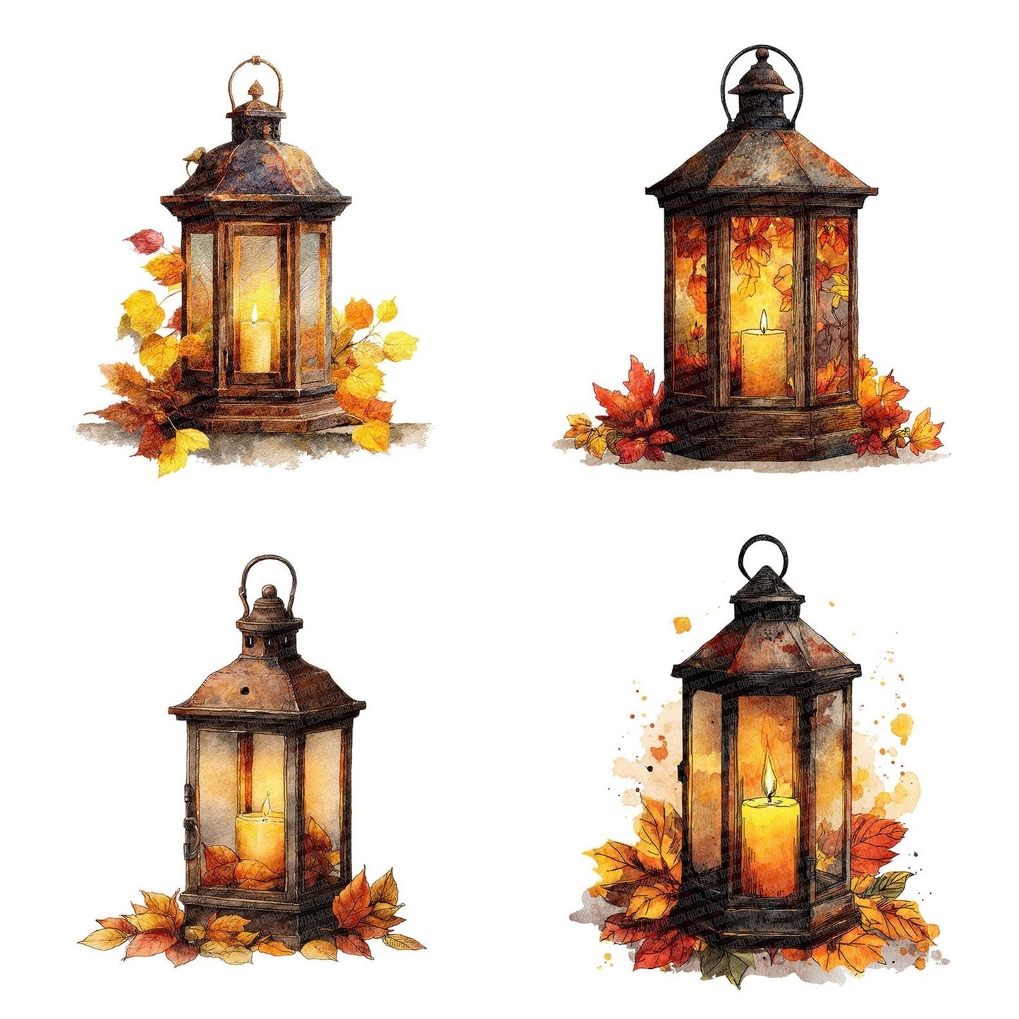 Autumn Lantern Candle Clipart Set (DDD004632)