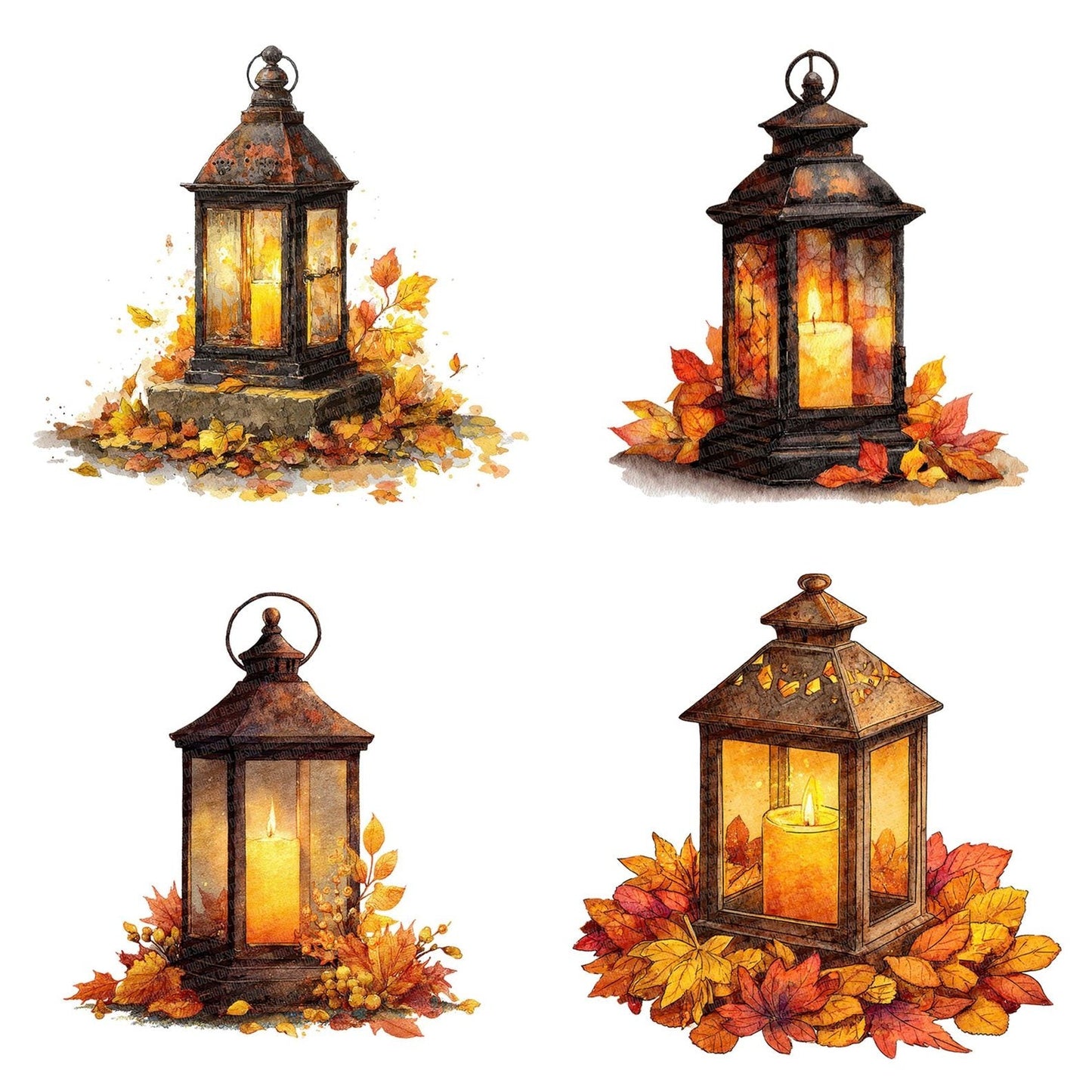 Autumn Lantern Candle Clipart Set (DDD004632)