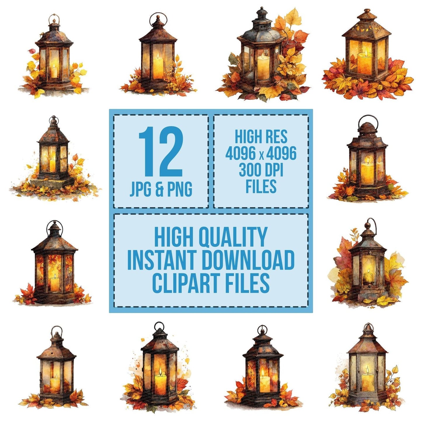 Autumn Lantern Candle Clipart Set (DDD004632)