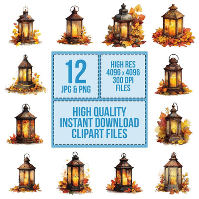 Autumn Lantern Candle Clipart Set (DDD004632)
