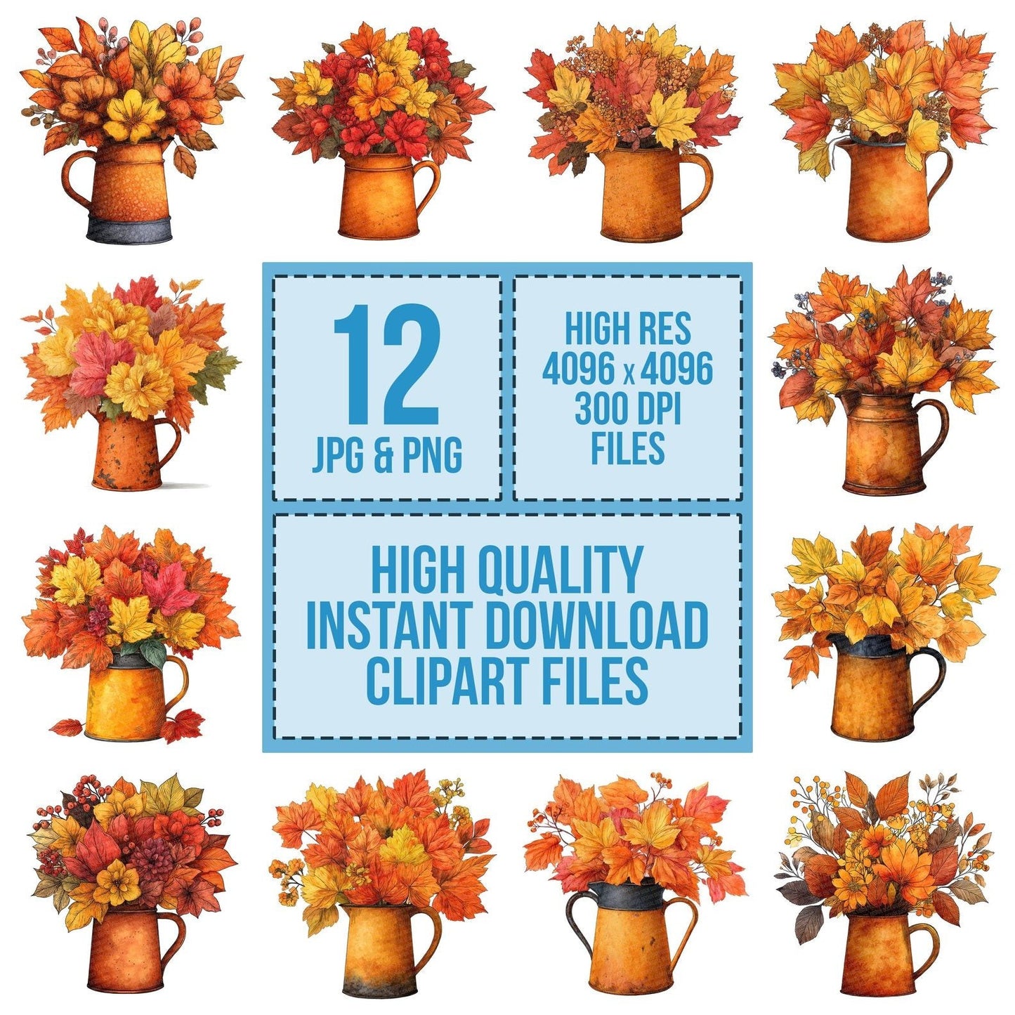 Autumn Leaves Tin Jug Clipart Set (DDD004633)