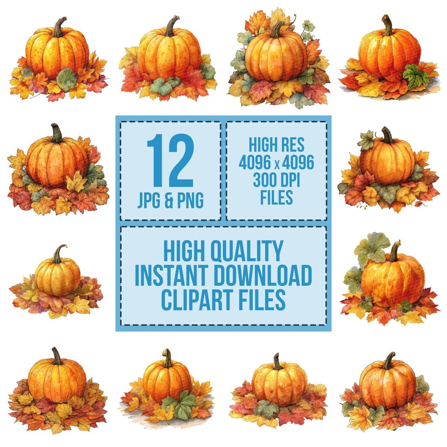 Autumn Pumpkin Leaves Clipart Set (DDD004635)