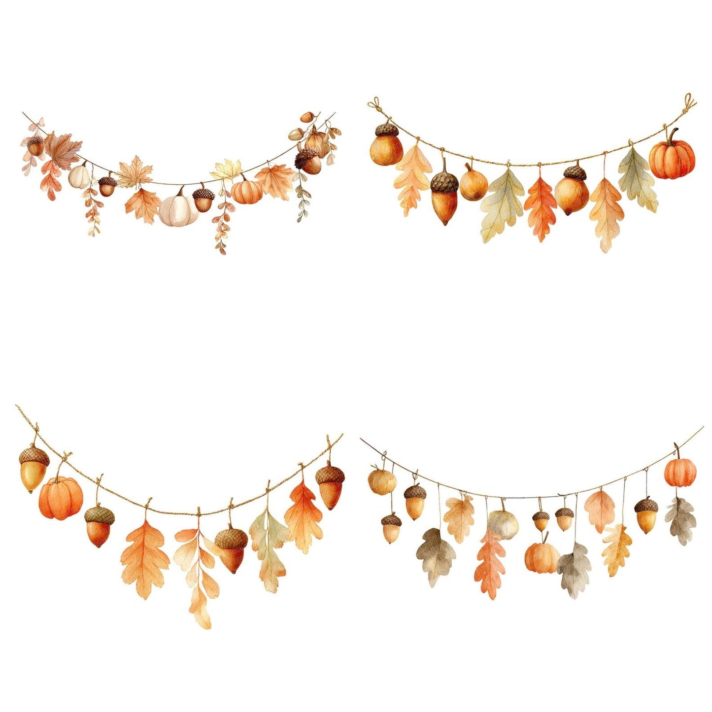 Autumn Watercolour Bunting Clipart Set (DDD004636)