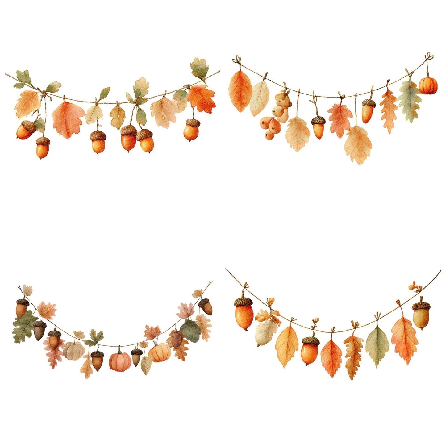 Autumn Watercolour Bunting Clipart Set (DDD004636)