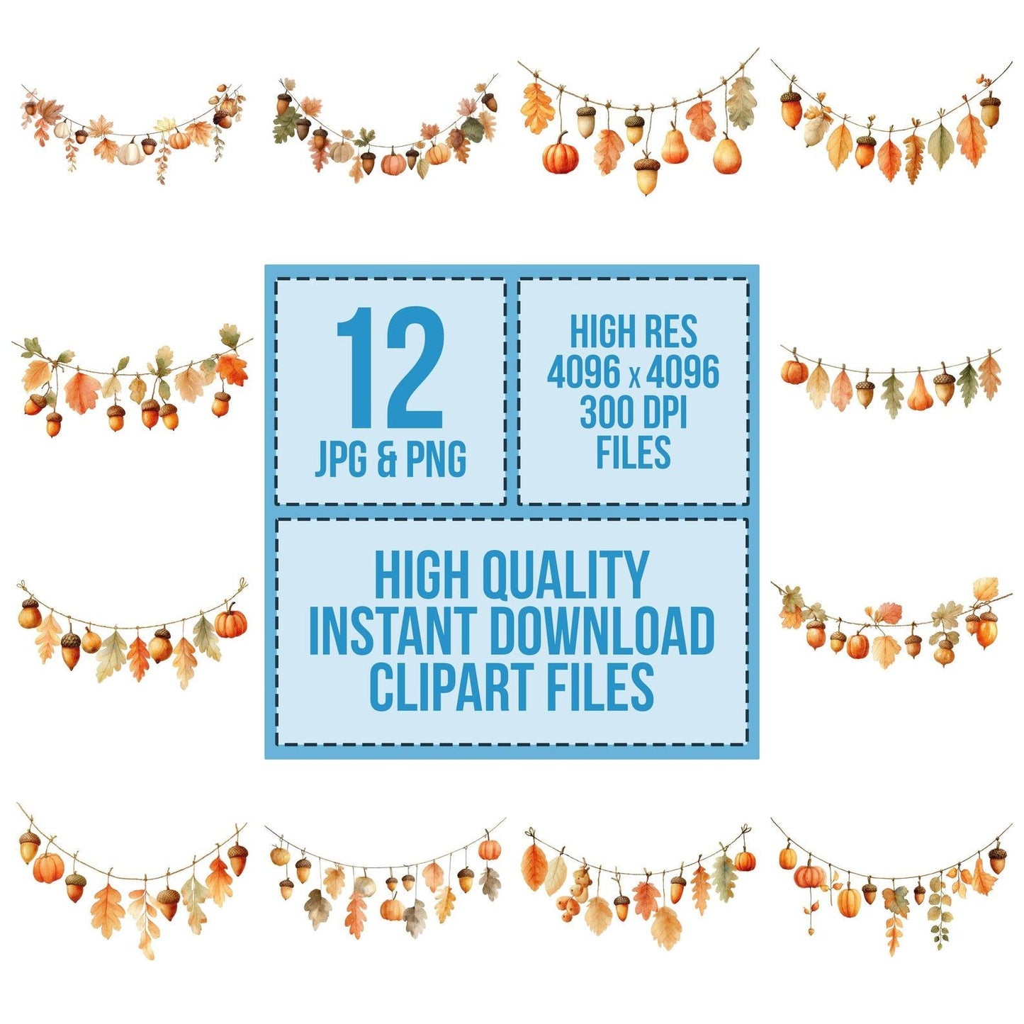 Autumn Watercolour Bunting Clipart Set (DDD004636)