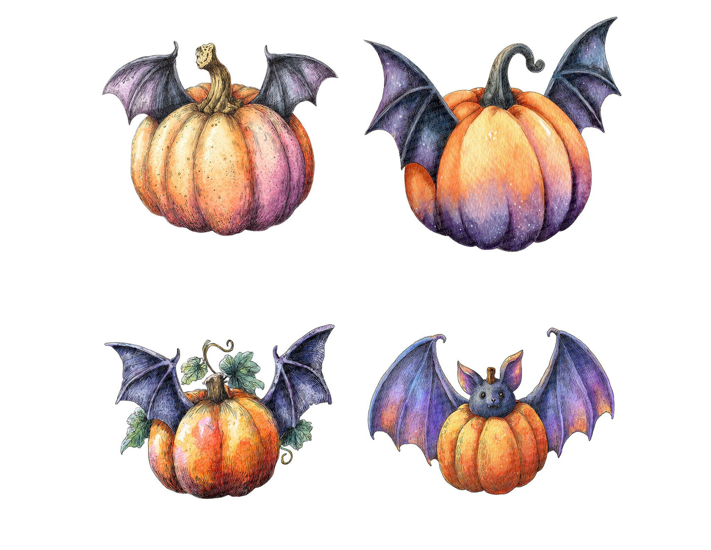 Bat Wing Pumpkin Clipart Set (DDD004657)
