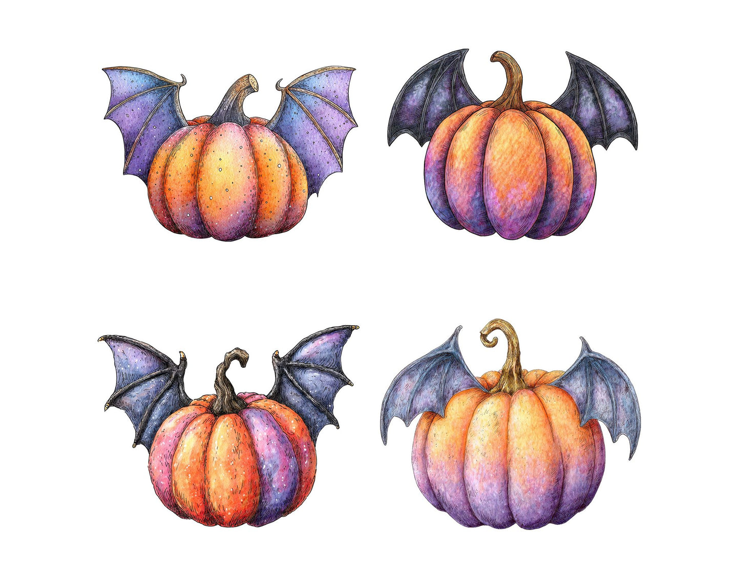 Bat Wing Pumpkin Clipart Set (DDD004657)