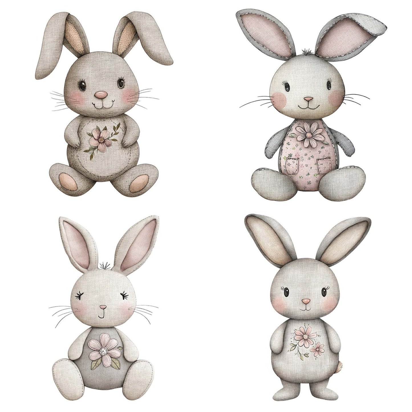 Blush Folk Bunny Clipart Set (DDD004715)
