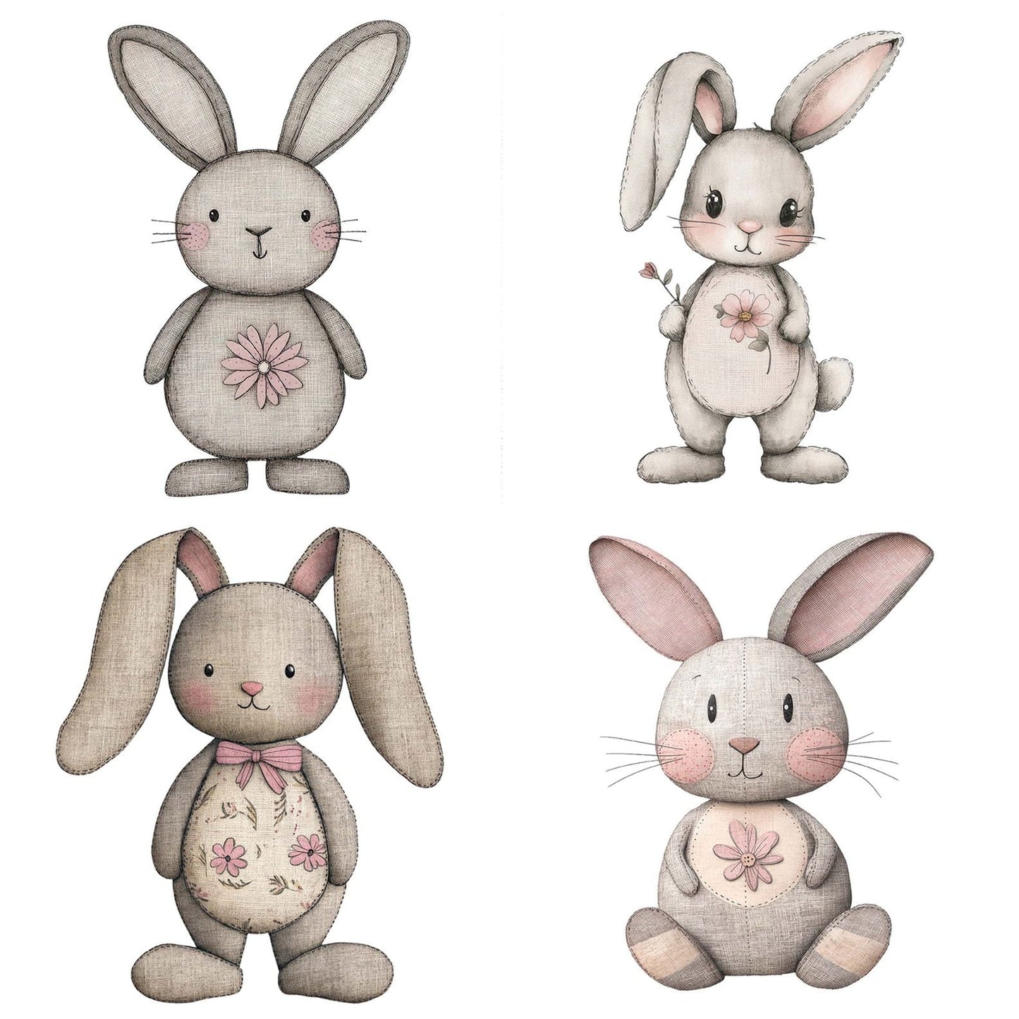 Blush Folk Bunny Clipart Set (DDD004715)