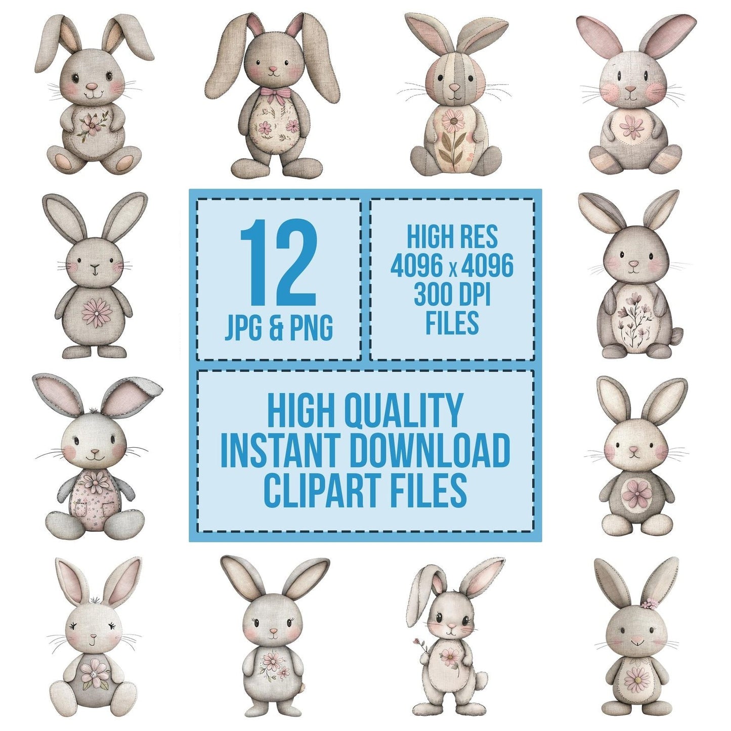 Blush Folk Bunny Clipart Set (DDD004715)