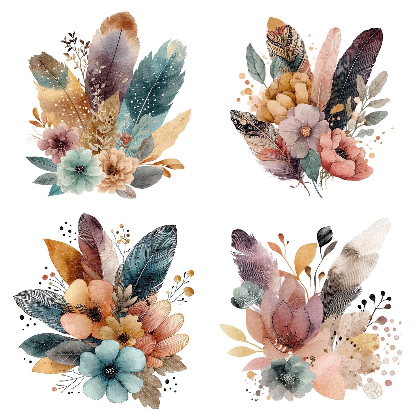 Boho Floral Rainbow Clipart Set (DDD004729)