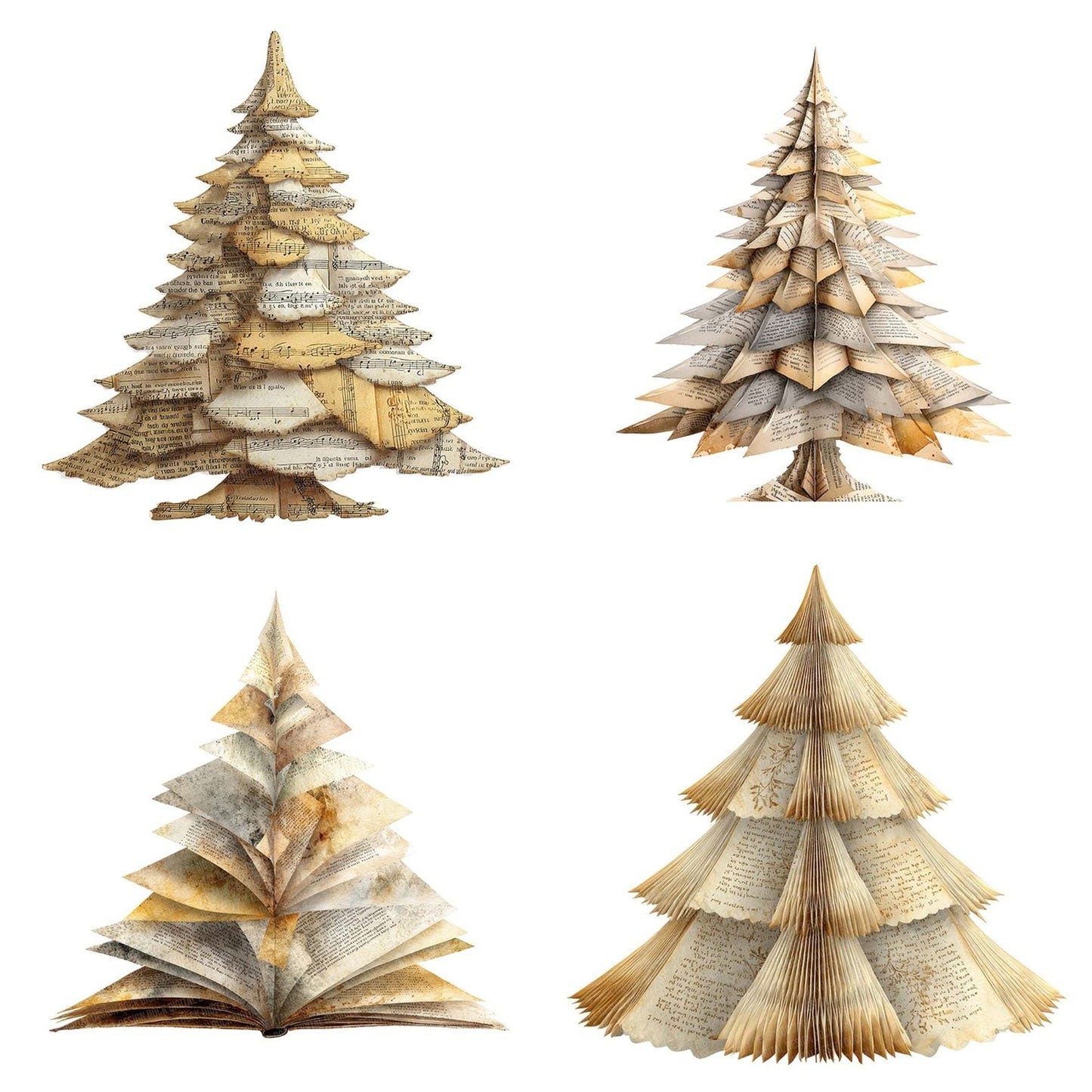 Book Page Christmas Tree Clipart Set (DDD004751)