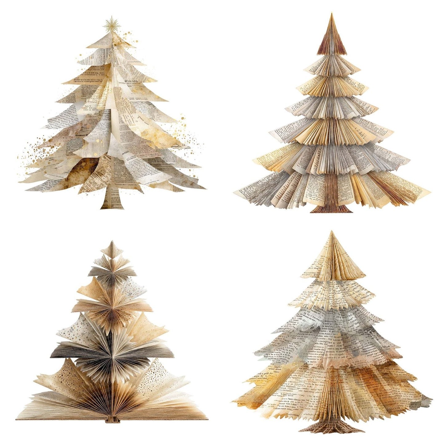 Book Page Christmas Tree Clipart Set (DDD004751)