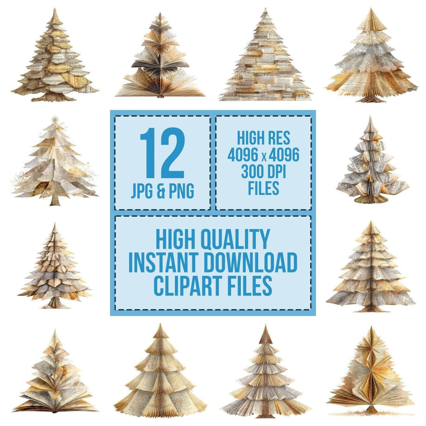 Book Page Christmas Tree Clipart Set (DDD004751)