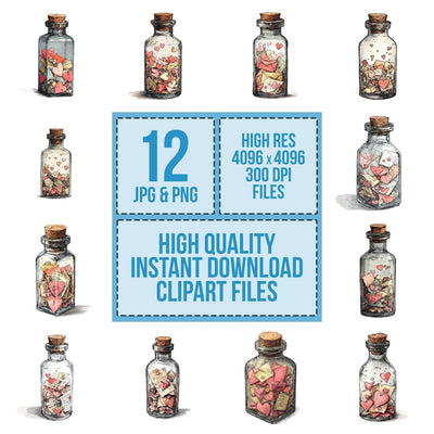 Bottle Of Love Notes Clipart Set (DDD004763)