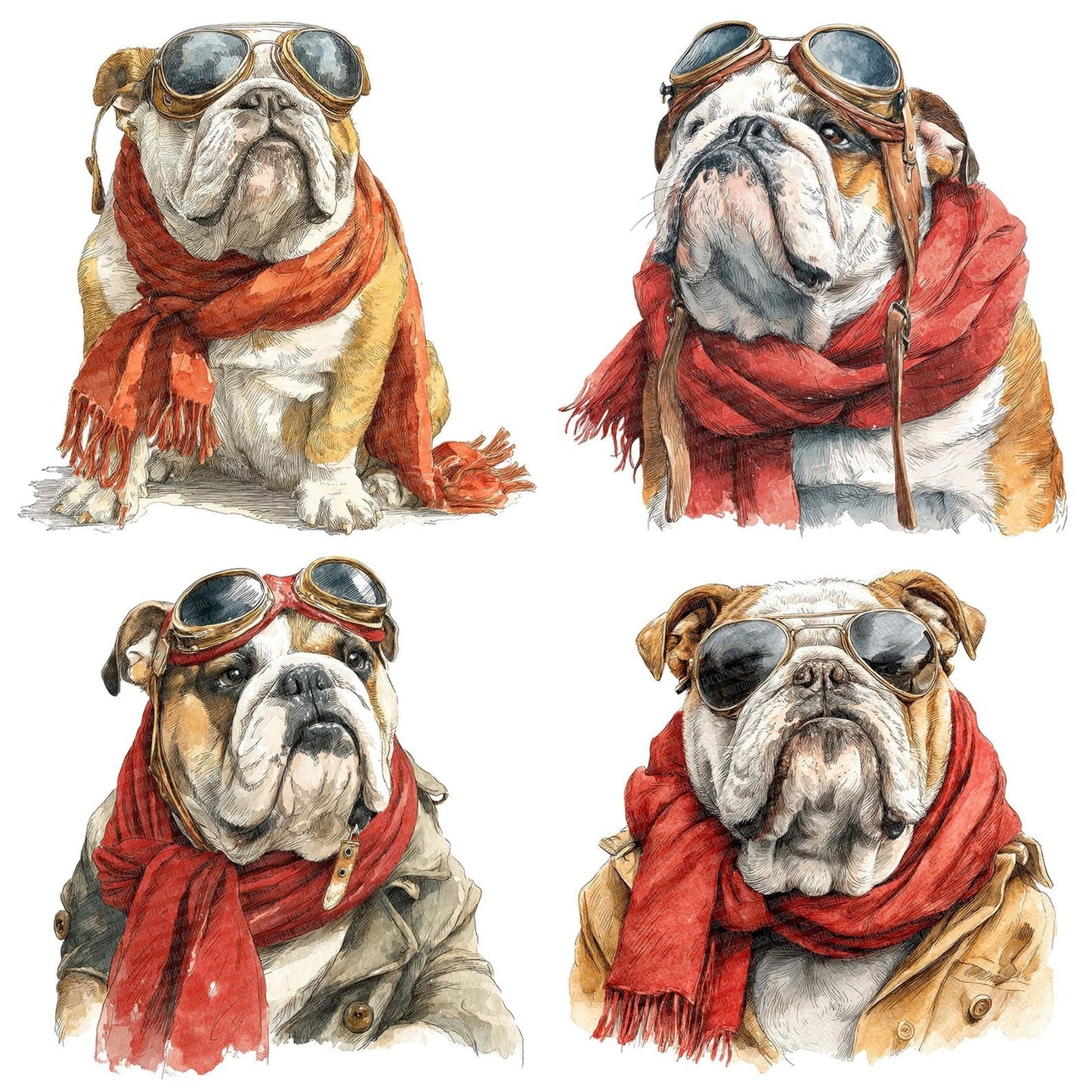 Bulldog with Sunglasses Clipart Set (DDD004774)