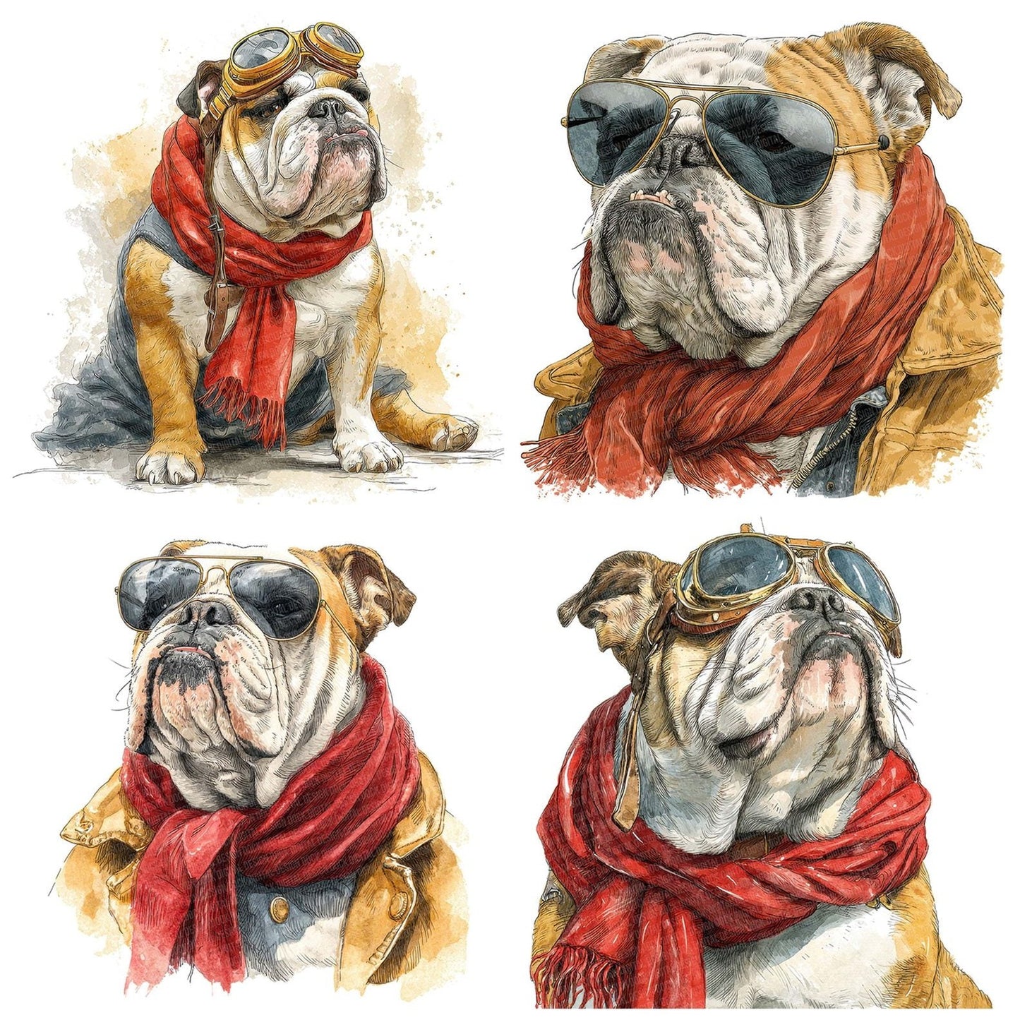 Bulldog with Sunglasses Clipart Set (DDD004774)