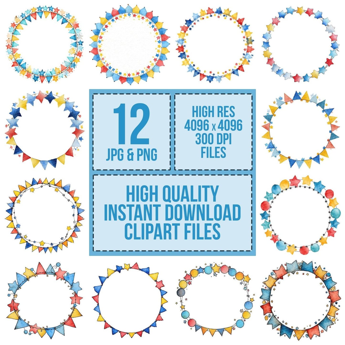 Bunting Stars Frame Clipart Set (DDD004780)