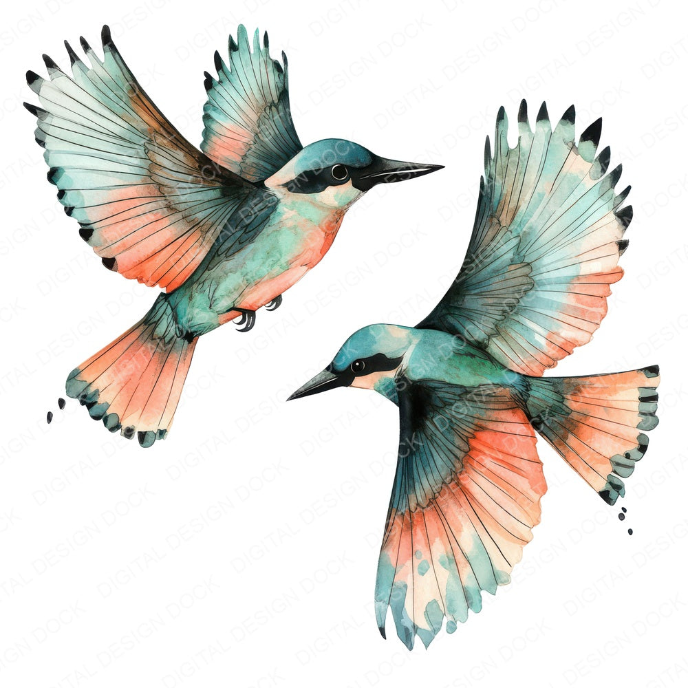 Abstract Birds in Flight fussy cut sheet in A4 format showing all 12 designs on one printable page