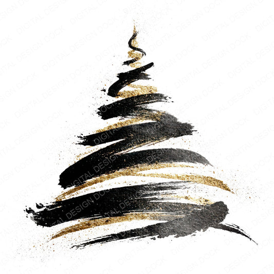 Abstract Calligraphy Christmas Tree fussy cut sheet in A4 format showing all 12 designs on one printable page