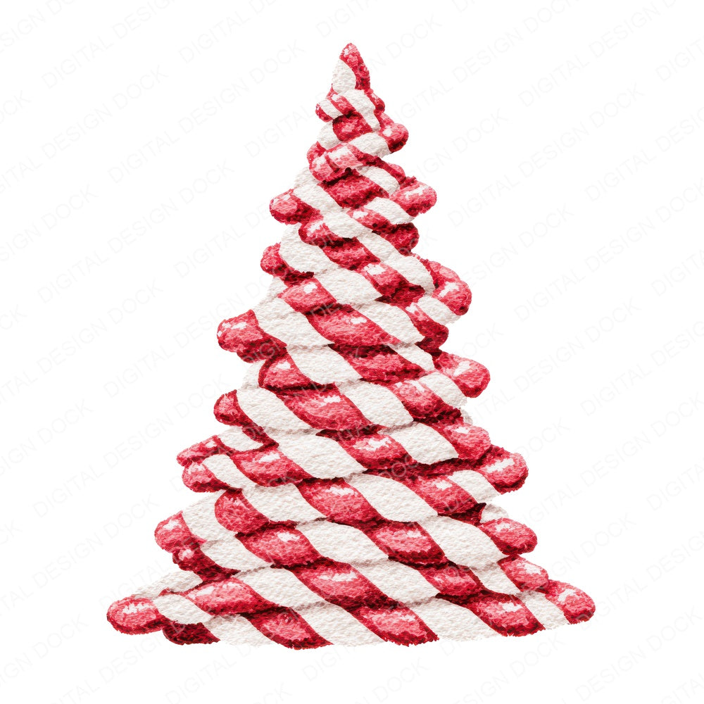 Abstract Candy Cane Christmas Tree fussy cut sheet in A4 format showing all 12 designs on one printable page