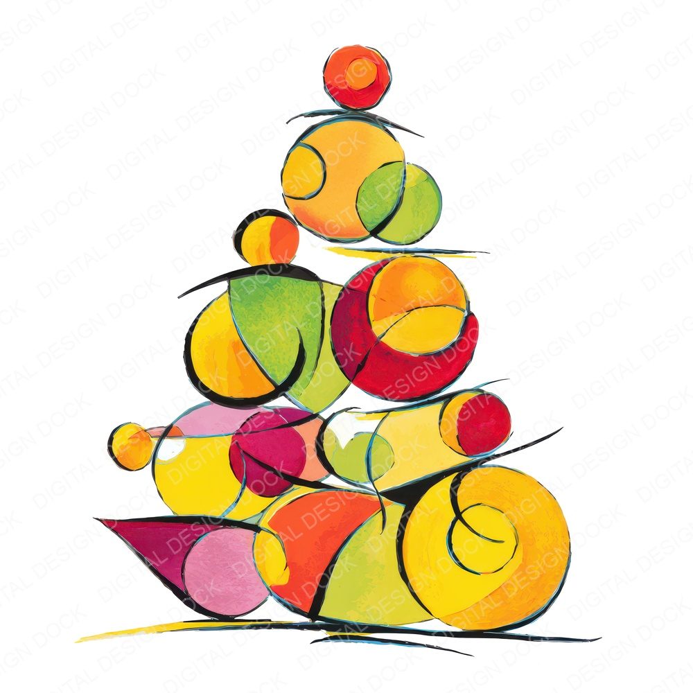 Abstract Cartoon Christmas Tree Set A Fussy Cut Sheets (DDD008901)