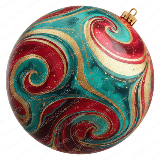 Abstract Christmas Bauble fussy cut sheet in A4 format showing all 12 designs on one printable page